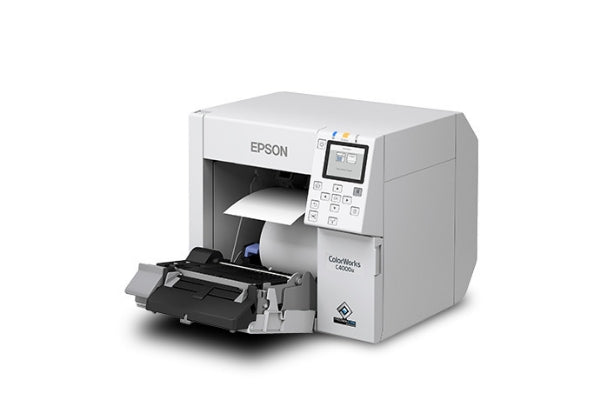 Impresora de etiquetas de inyección de tinta brillante Epson ColorWorks C4000 de 4" - Nueva