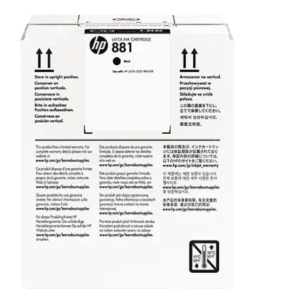 Cartucho de tinta HP 881 Latex negro de 5 litros para HP Latex 1500 y 3200 - CR334A