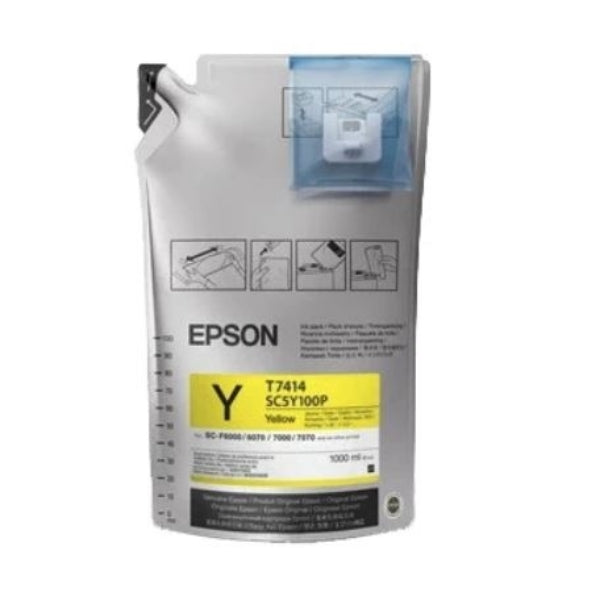 Tinta amarilla Epson T741 UltraChrome DS para SureColor F6070, F6200, F7070, F7170, F7200, F9200 y F9370 (1000 ml, 1 paquete) - T741420-1