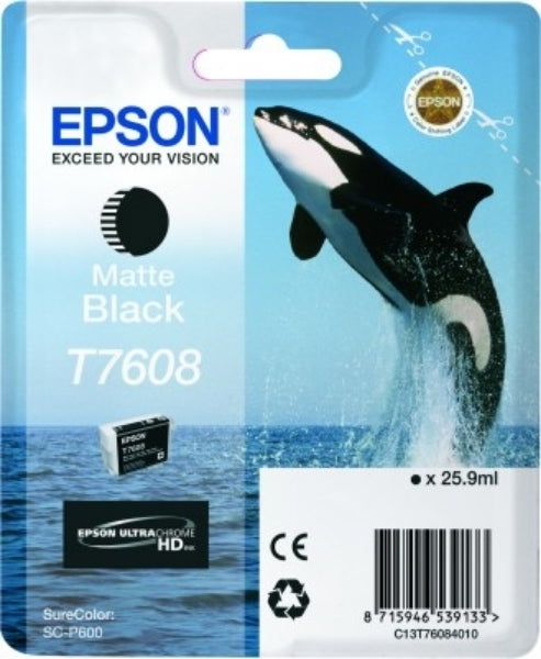 Tinta negra mate Epson 760 UltraChrome HD de 25,9 ml para SureColor P600 - T760820