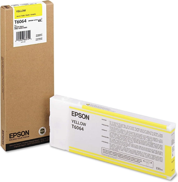 Tinta amarilla Epson UltraChrome K3 de 220 ml para Stylus Pro 4800 y 4880 - T606400