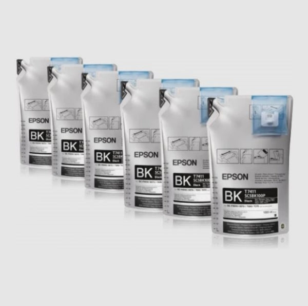 Paquetes de tinta negra Epson UltraChrome DS (6 x 1000 ml) para SureColor F7170, F6070 y F7070 - T741100