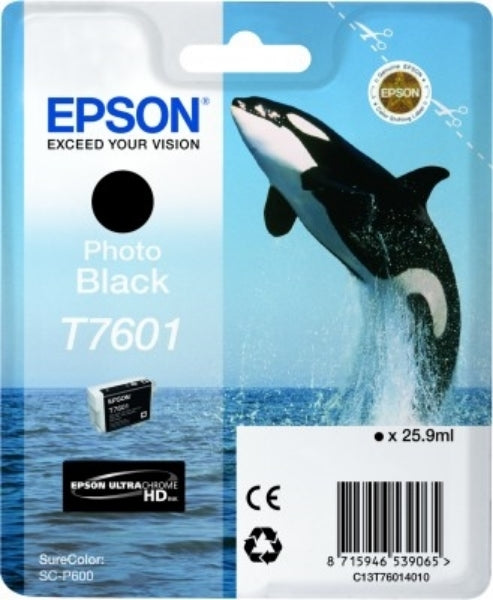 Tinta negra fotográfica Epson 760 UltraChrome HD de 25,9 ml para SureColor P600 - T760120