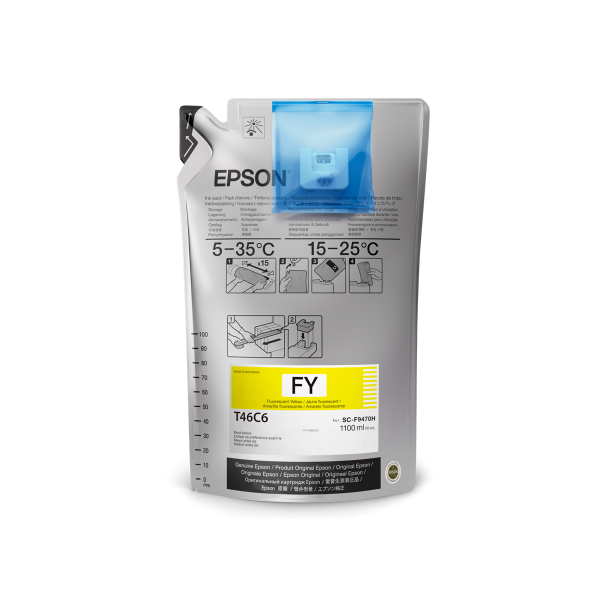 Epson UltraChrome DS Fluorescent Yellow 1 Liter (2 Pack) for SureColor F9470H - T46C620