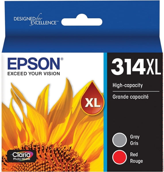 Paquete de 2 tintas Epson 314XL Claria Photo HD gris y roja para XP-15000 - T314XL922S