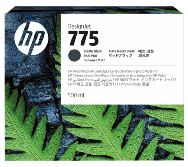 Cartucho de tinta DesignJet HP 775 de 500 ml, negro mate, para DesignJet Z6 Pro - 1XB22A