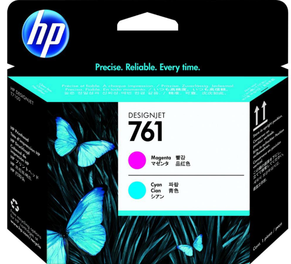 Cabezal de impresión DesignJet HP 761 magenta/cian para DesignJet T7100 y T7200 - CH646A
