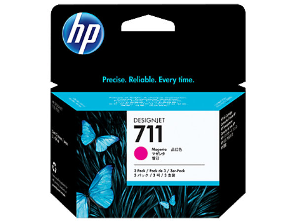 HP 711 - Paquete de 3 cartuchos de tinta magenta de 29 ml para DesignJet T120 y T520 - CZ135A