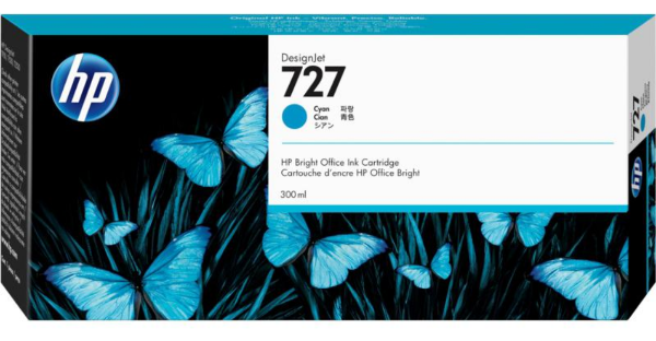 Cartucho de tinta cian DesignJet HP 727 de 300 ml para HP DesignJet T920, T930, T1500, T1530, T2500, T2530 - F9J76A