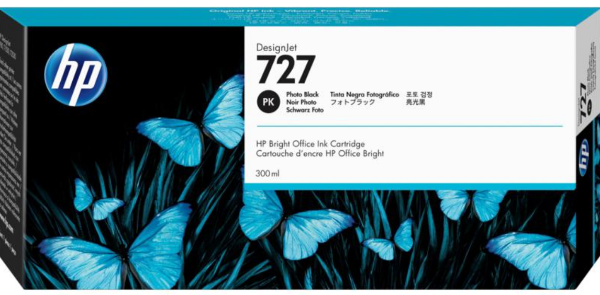 Cartucho de tinta DesignJet HP 727 (negro fotográfico, 300 ml) para HP DesignJet T920, T930, T1500, T1530, T2500 y T2530 - F9J79A