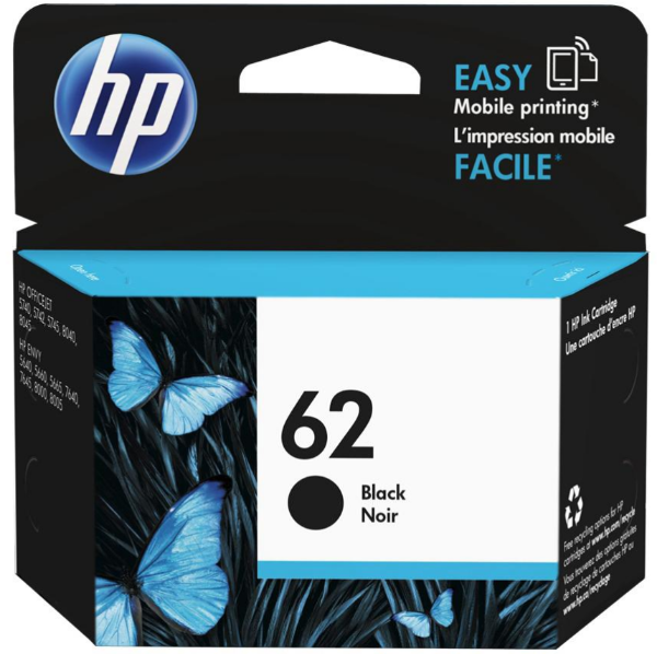 Cartucho de tinta original HP 62 negro para HP OfficeJet 5740, 5741, 5743, 5744, 8040, 200 Mobile, 250 Mobile y HP Envy 5540, 5660, 7640 - C2P04AN