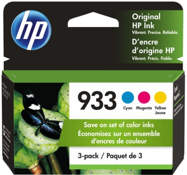 Paquete de 3 cartuchos de tinta originales HP 933 cian, magenta y amarillo - N9H56FN