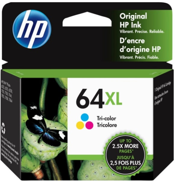 Cartucho de tinta original tricolor de alto rendimiento HP 64XL - N9J91AN