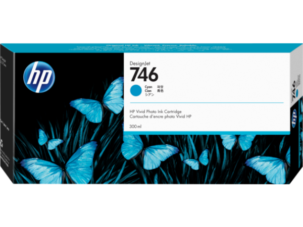 Cartucho de tinta cian HP 746 de 300 ml para HP DesignJet Z9+ y Z6 - P2V80A