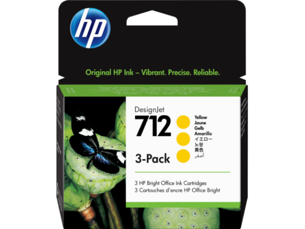 Cartucho de tinta DesignJet HP 712 amarillo (paquete de 3, 29 ml) para T210, T230, T250, T630 y T650 - 3ED79A