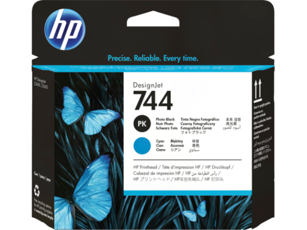 Cabezal de impresión DesignJet HP 744 negro fotográfico/cian para DesignJet Z2600 y Z5600 - F9J86A