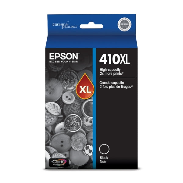 Cartucho de tinta negra de alta capacidad Epson 410XL Claria Premium para Expression XP-530, XP-630, XP-640, XP-830 y XP-7100 - T410XL020-S