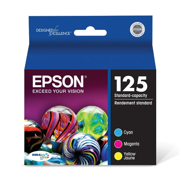 Cartuchos de tinta Epson 125 DURABrite Ultra Color, C/M/Y (paquete de 3) - T125520-S