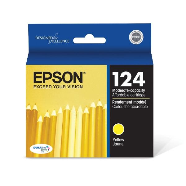 Cartucho de tinta amarilla Epson 124 DURABrite de capacidad ultra moderada para Epson Stylus NX125, NX127, NX130, NX230, NX330, NX420, NX430 y WorkForce 320, 323, 325, 435 - T124420-S