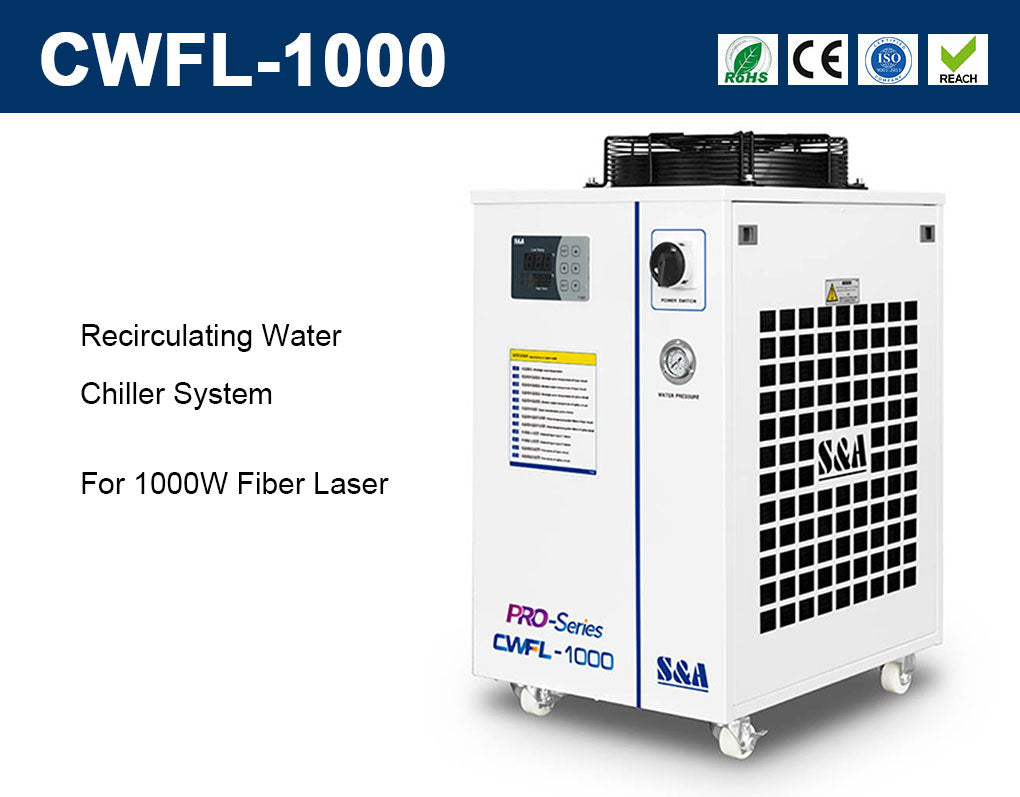 Enfriador de agua industrial CW-FL-1000BN para enfriamiento de láser de fibra de 1000 W, 2,01 HP, CA 1P 220 V, 60 Hz
