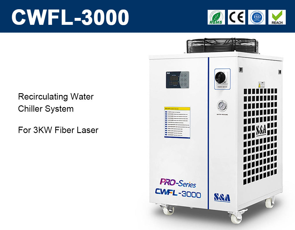 S&A CWFL-3000BN Enfriador de agua industrial para láser de fibra 3000W AC 1P 220V, 60Hz