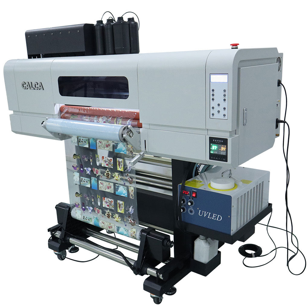 Impresora de etiquetas adhesivas UV DTF CALCA Ultra SP600 de 24 pulgadas, impresora de etiquetas de cristal UV 2 en 1 con 3 cabezales de impresión I3200-U1