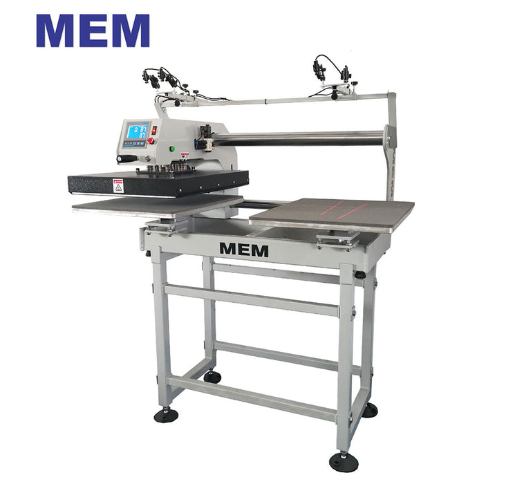Prensa térmica neumática semiautomática MEM de doble estación de 16" x 20" con sistema de posicionamiento láser
