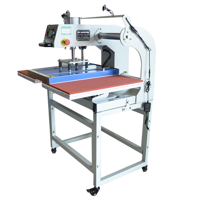 Prensa térmica neumática semiautomática de doble estación Qomolangma de 16 x 24 pulgadas con sistema de posicionamiento láser