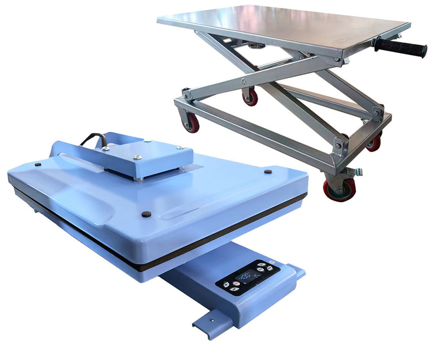 Prensa de calor automática Qomolangma de 16 x 20 pulgadas y carrito de acero resistente