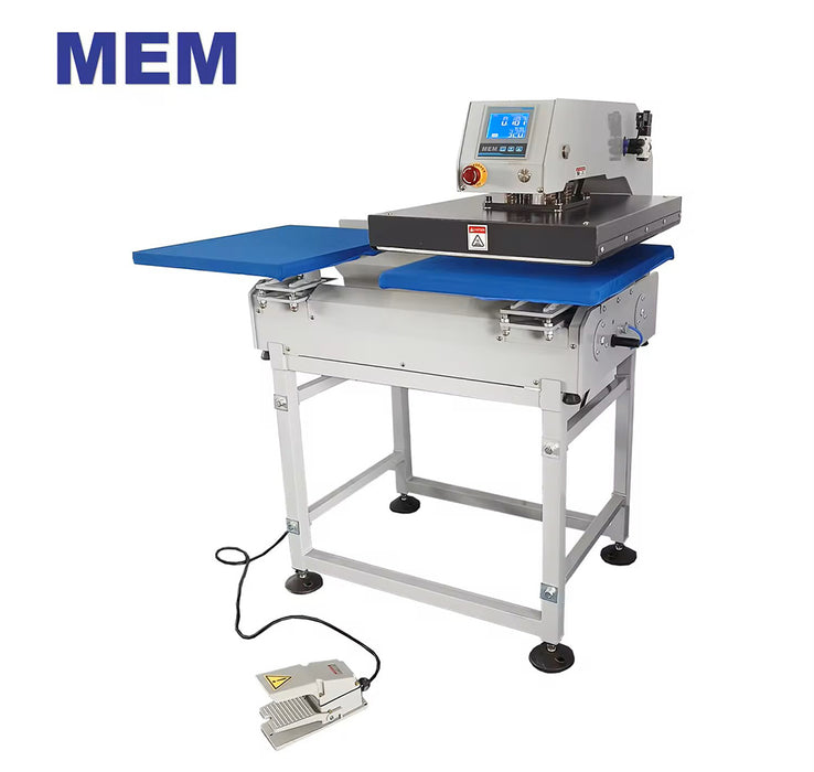 Prensa térmica neumática de doble estación totalmente automática MEM de 16" x 20" con sistema de posicionamiento láser