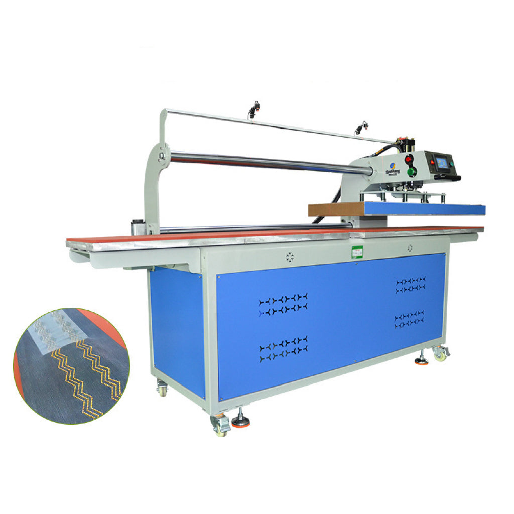 16" x 47" Fully Automatic Up-Sliding Hydraulic Double-Station Rhinestone Heat Press Machine For Leather, Fabric & Custom Jewelry with Laser Position System