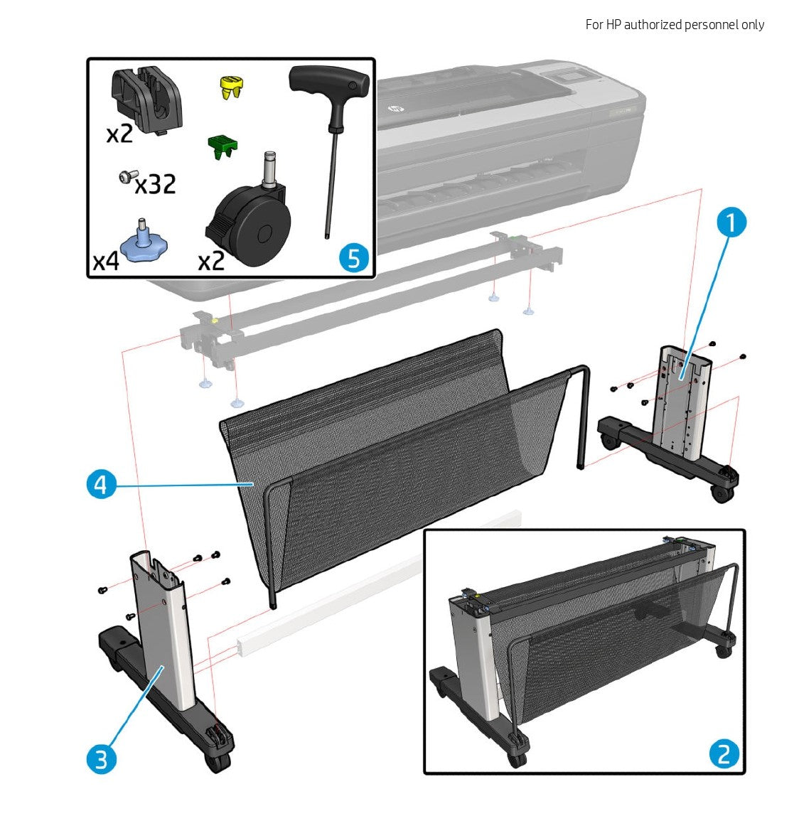 Kit de servicio no compatible con el soporte 44 TUR para las series HP DesignJet 1700 y T1708 (W6B55-67002)