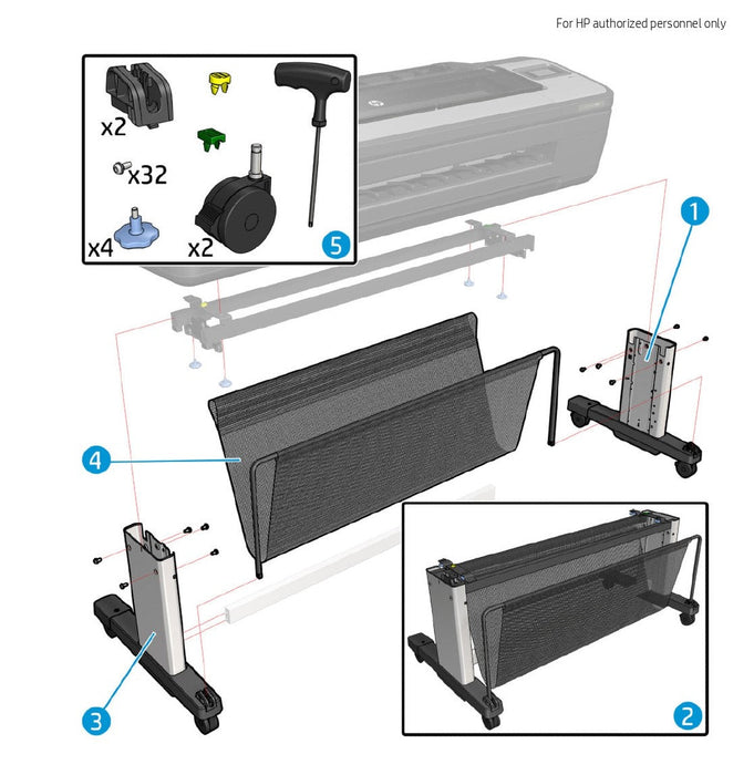 Kit de hardware de servicio de soporte para la serie HP DesignJet T1700, T1708, Z6 de 44 pulgadas y Z9+ de 44 pulgadas (T8W16-67020)