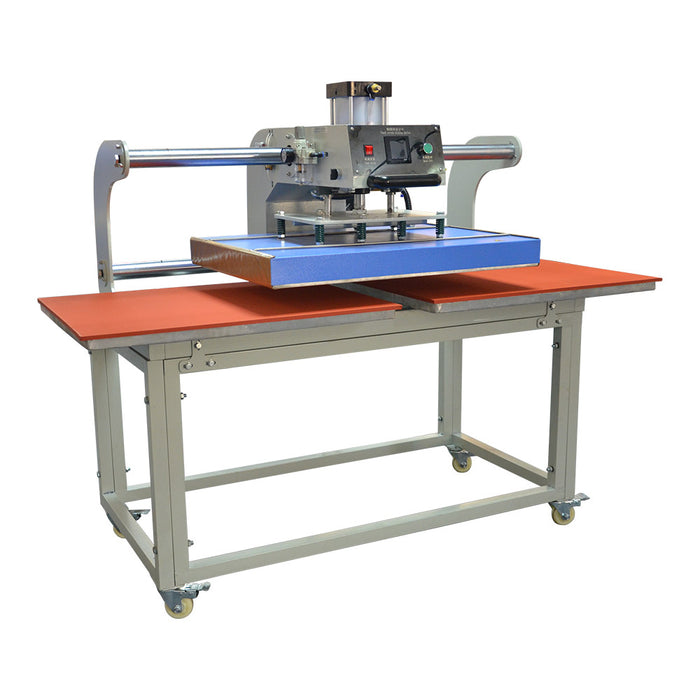 Prensa térmica neumática de doble estación móvil con placa calefactora de 24" x 31,5"