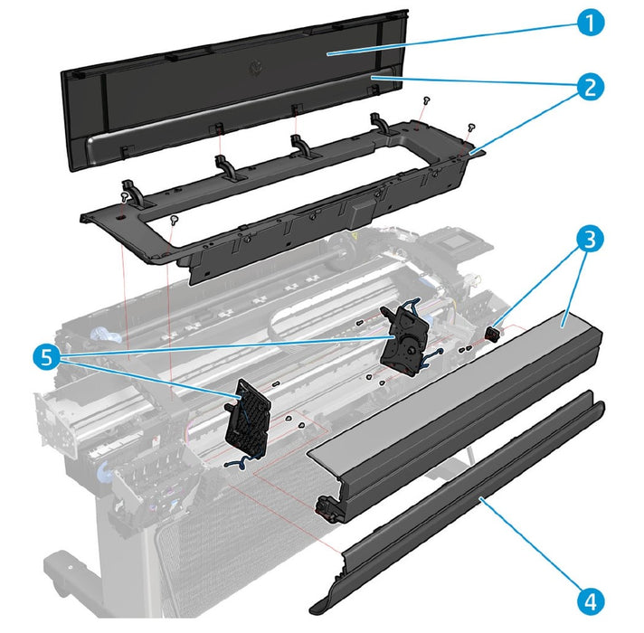 Kit de servicio de molduras frontales con cortador en V para HP DesignJet serie Z6, Z9+ (T8W18-67004)