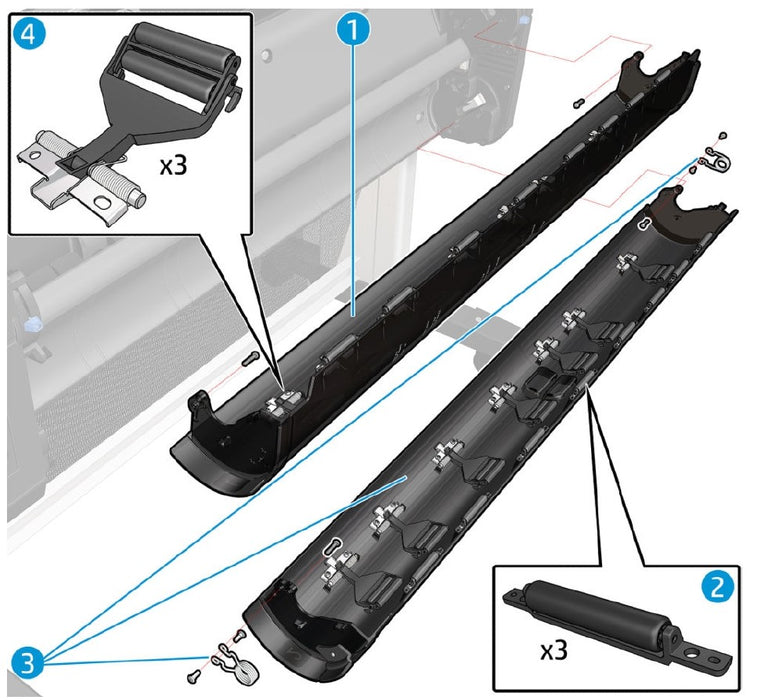 Conjunto de cubierta de rodillo inferior con ARSS SV para HP DesignJet Z6, Z9+, T1700, Z5600, Z2600 Series (T8W18-67001)