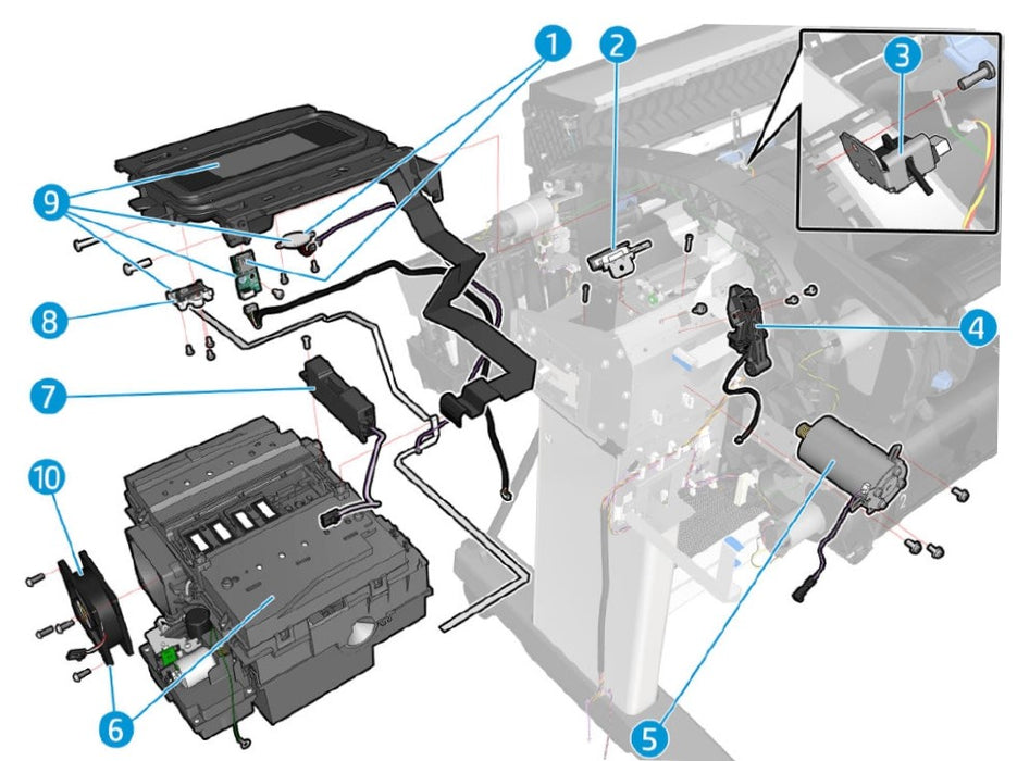 Kit de servicio con botón de encendido para las series HP DesignJet Z6, Z9+, T1700, Z5600 y Z2600 (T8W15-67030)