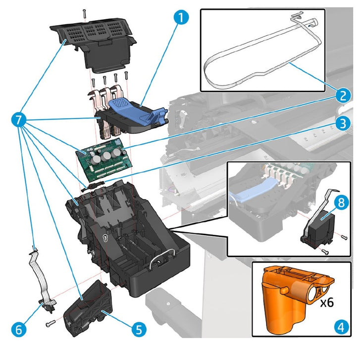 Kit de servicio de la cubierta del carro 6 para la serie HP DesignJet Z9+ (W3Z71-67003)