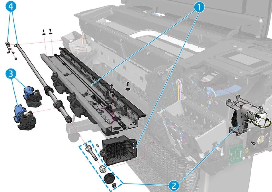 Kit de servicio del conjunto del eje de transmisión del recortador en V para las series HP DesignJet Z6, Z9+ (T8W18-67013)