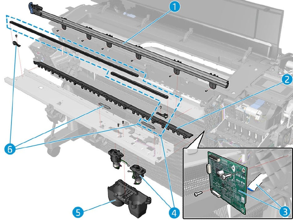 Kit de servicio de la cubierta del motor del cortador en V para las series HP DesignJet Z6 y Z9+ (T8W18-67018)
