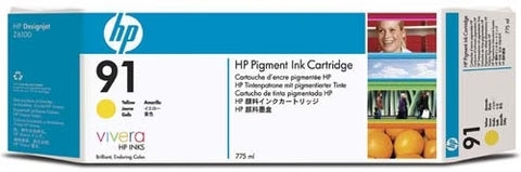 Cartucho de tinta pigmentada DesignJet HP 91 (775 ml), color amarillo, para DesignJet Z6100 - C9469A / Usado parcialmente