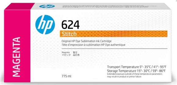 Cartucho de tinta HP 624 magenta DyeSub de 775 ml para Stitch S300 - 2LL55A