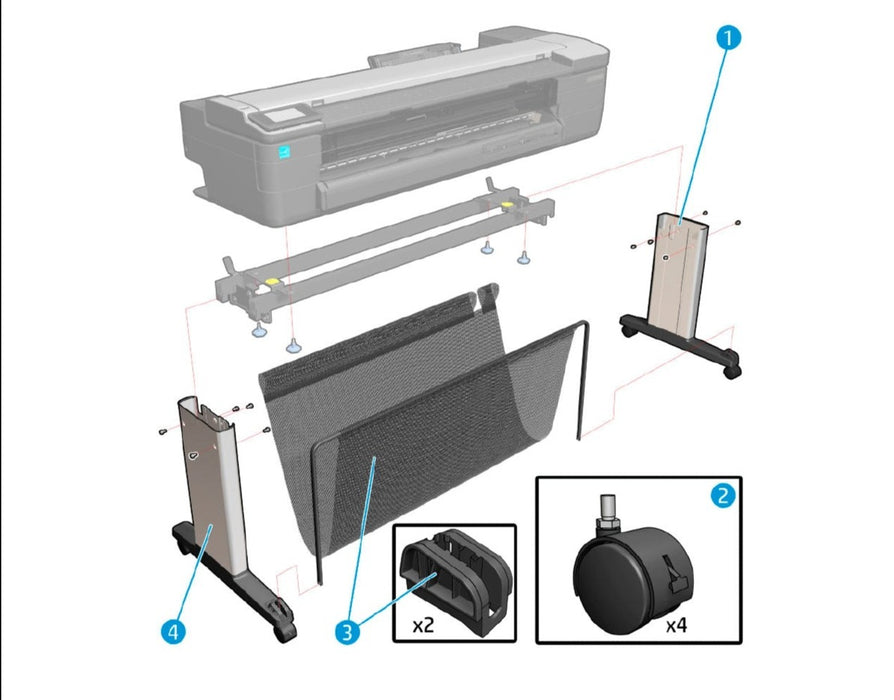 Conjunto de pata izquierda del soporte para HP DesignJet serie T730 y T830 (F9A30-67056)