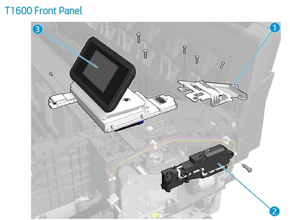 Conjunto de panel frontal con soporte - Para la serie HP Designjet T1600 (3EK10-67001)