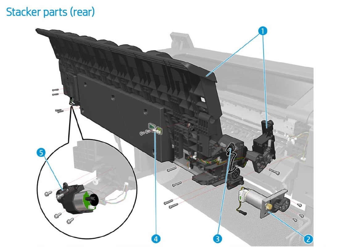 Apilador (función única) sin conjunto de brazos - Para las series HP DesignJet T1600 y T2600 (3EK10-67007)