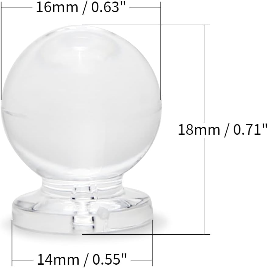 6 x 15 mm Tiny Pull Handle Round Acrylic Knob Mini Shiny Knob Cute Decoration for Jewelry Box, Gift Case and Makeup Box