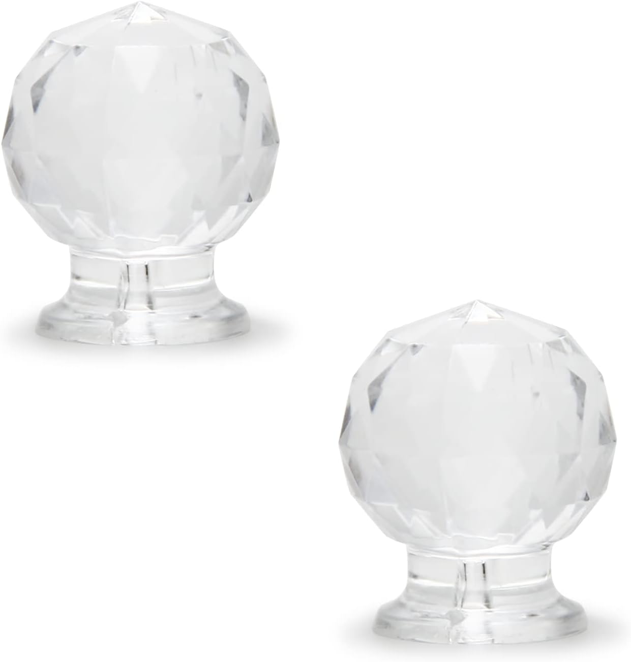 2 x 17mm Tiny Pull Handle Round Diamond Acrylic Mini Knob Diameter Clear Shiny Cute Decoration for Jewelry Box, Gift Case and Makeup Box