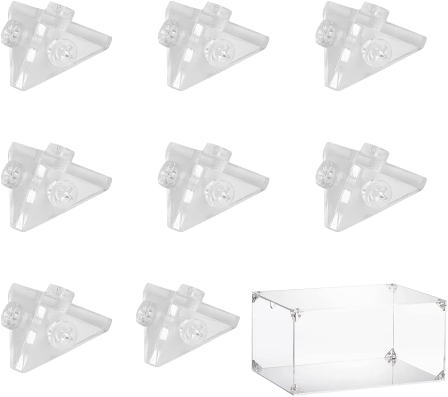 Acrylic Three-Side Box Screws Acrylic Display Case Triangle Connector Assemble Clear Display Box Corner Joint Transparent Plastic Showcase Hardware Small Parts with Screws - 8Pcs