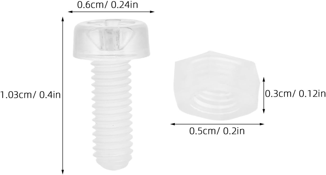 100pcs Clear Acrylic Screw and Nut Hardware Kit M3 Round Head Cross Round Head Screws and Hex Nuts Set Three-Sided Fastener for Home DIY and Assembly Projects