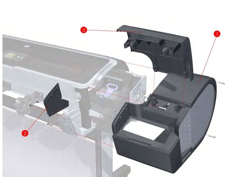 Conjunto de cubierta derecha para las series HP DesignJet T1120, T1300, T1100 y T1120 (Q6683-60203)